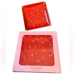 Kate Spade x Lenox Polka Dot Jewelry/Trinket/Desk Tray NIB 5.75”